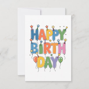 Cartão RSVP Balões de Aniversário Feliz