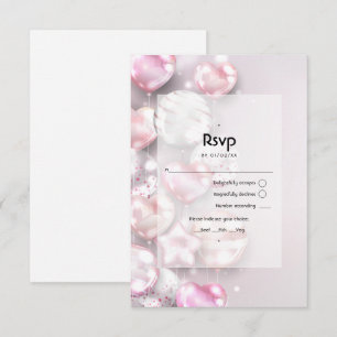 Cartão RSVP Balões Rosa e Dourado Rosa