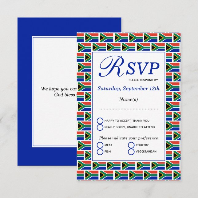 CARTÃO RSVP BANDEIRA AFRICANA DO SUL (Frente/Verso)