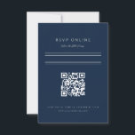 Cartão RSVP Bar minimalista Mitzvah Marinho Blue Silver Código<br><div class="desc">Esquema minimalista. Altere a cor e as fontes até mesmo as linhas e o fundo de cores personalizado para corresponder ao seu evento. cartão rsvp online do código QR</div>
