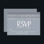 Cartão RSVP Bar Mitzvah Cinza Silver Tallit Script Bold Modern<br><div class="desc">Tenha orgulho, alegria e celebre este marco do seu Bar favorito Mitzvah com este cartão de inserção RSVP personalizado, legal, único e moderno para o seu evento! . A tipografia branca e a preto, Star of David, e uma cinza suave e a lupa de prata com taluzinho, inspiraram uma camada...</div>