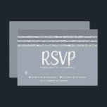 Cartão RSVP Bar Mitzvah Cinza Silver Tallit Script Bold Modern<br><div class="desc">Tenha orgulho, alegria e celebre este marco do seu Bar favorito Mitzvah com este cartão de inserção RSVP personalizado, legal, único e moderno para o seu evento! . A tipografia branca e a preto, Star of David, e uma cinza suave e a lupa de prata com taluzinho, inspiraram uma camada...</div>