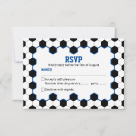 Cartão RSVP Bar Mitzvah, de futebol branco preto