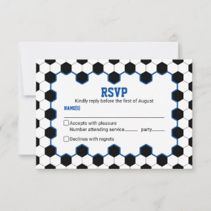 Cartão RSVP Bar Mitzvah, de futebol branco preto