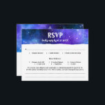 Cartão RSVP Bar Mitzvah de Galáxia Puro Azul<br><div class="desc">Procurando cartas RSVP do bar de galáxia legal mitzvah, que possam ajustado opções de refeição e vários outros detalhes aos quais você gostaria que seu convidado pudesse responder? Crie suas próprias placas rsvp de aquarela em uma divertida galáxia do espaço exterior DIY modelo que seja fácil de personalizar com seus...</div>