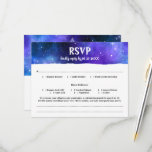 Cartão RSVP Bar Mitzvah de Galáxia Puro Azul<br><div class="desc">Procurando cartas RSVP do bar de galáxia legal mitzvah, que possam ajustado opções de refeição e vários outros detalhes aos quais você gostaria que seu convidado pudesse responder? Crie suas próprias placas rsvp de aquarela em uma divertida galáxia do espaço exterior DIY modelo que seja fácil de personalizar com seus...</div>