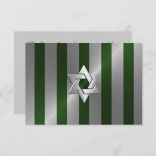 Cartão RSVP Bar Mitzvah Emerald Green e Silver Stripe