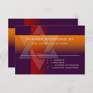 Cartão RSVP Bar Mitzvah Laranja e Vermelho em Qualquer Cor