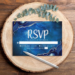 Cartão RSVP Bar Mitzvah Modern Blue Agate Watercolor Script<br><div class="desc">Tenha orgulho, alegria e celebre este marco do seu Bar favorito Mitzvah com este cartão de inserção RSVP personalizado, legal, único e moderno para o seu evento! A tipografia de guião branca e Estrela de David sobrepõem um fundo de aquarela de galáxia azul profunda com agato azul marinho acentuado com...</div>