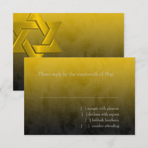 Cartão RSVP Bar Mitzvah Na moda Amarelo Estrela de David Ombre