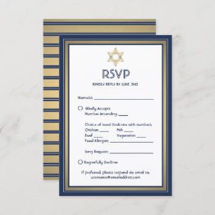 Cartão RSVP Bar Mitzvah Opções de Refeição Pedido de Música Az