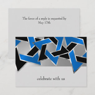 Cartão RSVP Bar Mitzvah Silver Blue Star de David