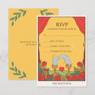 Cartão RSVP Baralho de Tarot Vintage Divinação Mística Noiva