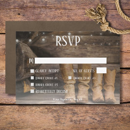 Cartão RSVP Barn & Boots Janto de Casamento Russo do Cowboy Oc