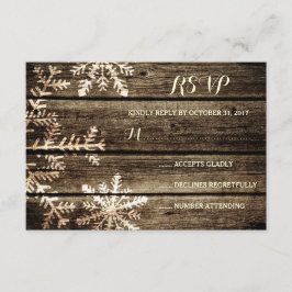 Cartão RSVP Barn Wood Snowflakes Casamento no inverno Russo RS