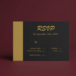 Cartão RSVP Barra de Ouro Casamento Minimalista Moderno
