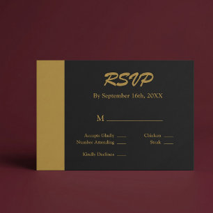 Cartão RSVP Barra de Ouro Casamento Minimalista Moderno