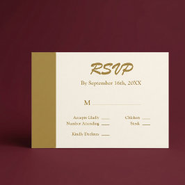 Cartão RSVP Barra de Ouro Casamento Minimalista Moderno