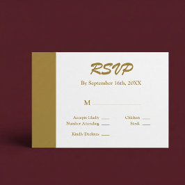 Cartão RSVP Barra de Ouro Minimalista Moderna