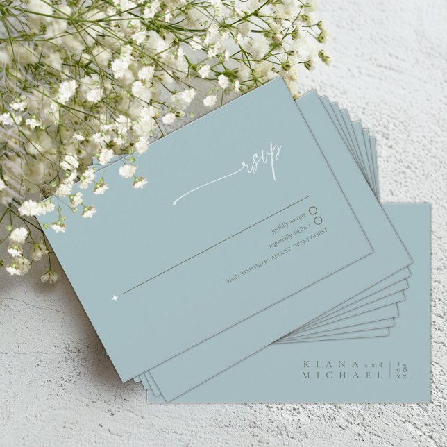 Cartão RSVP Basta Casamento Chic Dusty Teal ID1046 (Criador carregado)