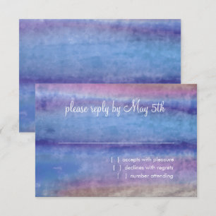 Cartão RSVP Bat Mitzvah Blue Purple Watercolor Streams