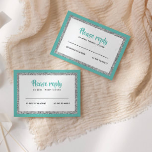 Cartão RSVP Bat Mitzvah, Chá e Prata