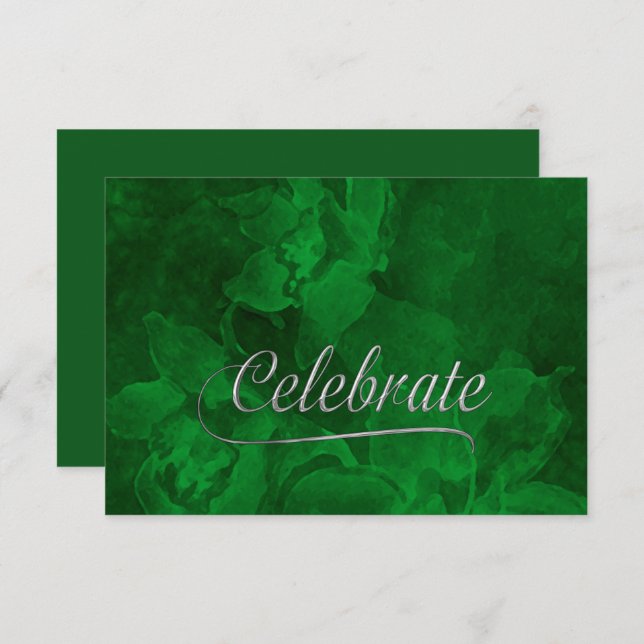 Cartão RSVP Bat Mitzvah Green Watercolor Flowers (Frente/Verso)