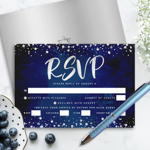 Cartão RSVP Bat Mitzvah Marinha Aquarela Entrée com Letra Prat