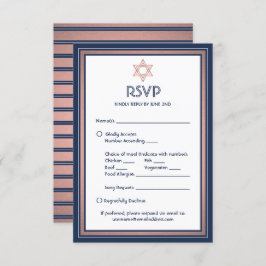 Cartão RSVP Bat Mitzvah Medium Options Song Request Blue & Pin