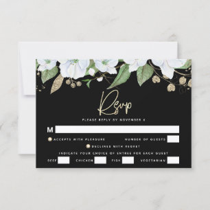 Cartão RSVP Bat Mitzvah Ouro Preto Roteiro Aquarela Floral