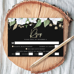 Cartão RSVP Bat Mitzvah Ouro Preto Roteiro Aquarela Floral