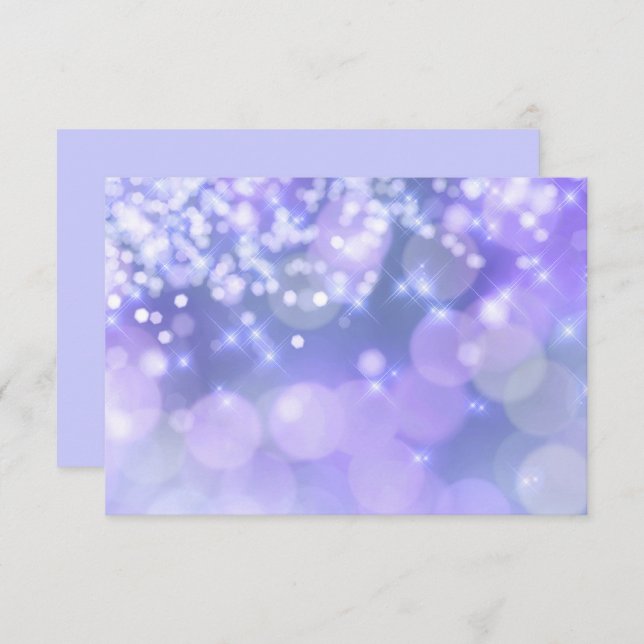 Cartão RSVP Bat Mitzvah Purple e Blue Sparkle Lights (Frente/Verso)