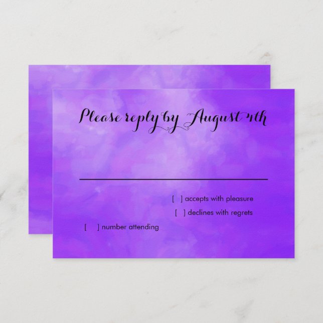 Cartão RSVP Bat Mitzvah Purple Glitter Butterfly (Frente/Verso)