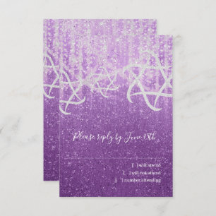 Cartão RSVP Bat Mitzvah Purple White Extra Spark