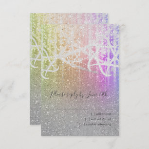 Cartão RSVP Bat Mitzvah Rainbow Extra Sparkly