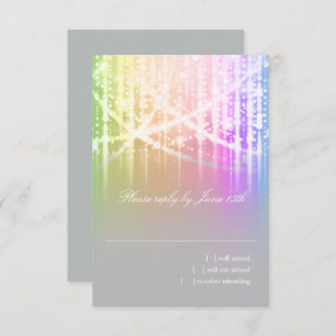 Cartão RSVP Bat Mitzvah Rainbow Sparkly Lights