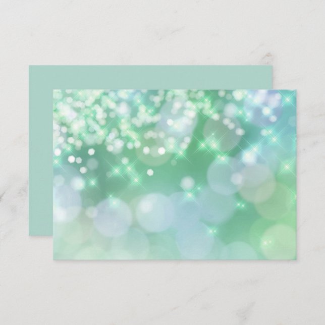 Cartão RSVP Bat Mitzvah Sparkle Lights Aqua (Frente/Verso)