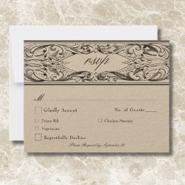 Cartão RSVP Bat Vitoriano Até Casamento Negro e Tan Mortal