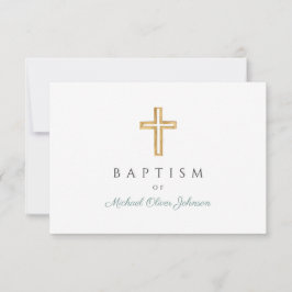 Cartão RSVP Batismo Elegante de Menino Verde