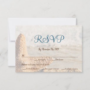 Cartão RSVP Beach Themed Wedding