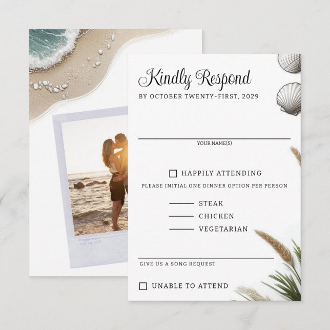 Cartão RSVP Beach Vibe (Frente/Verso)