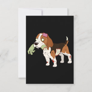Cartão RSVP Beagle Zombie Mão Engraçado Cachorro de Halloween 
