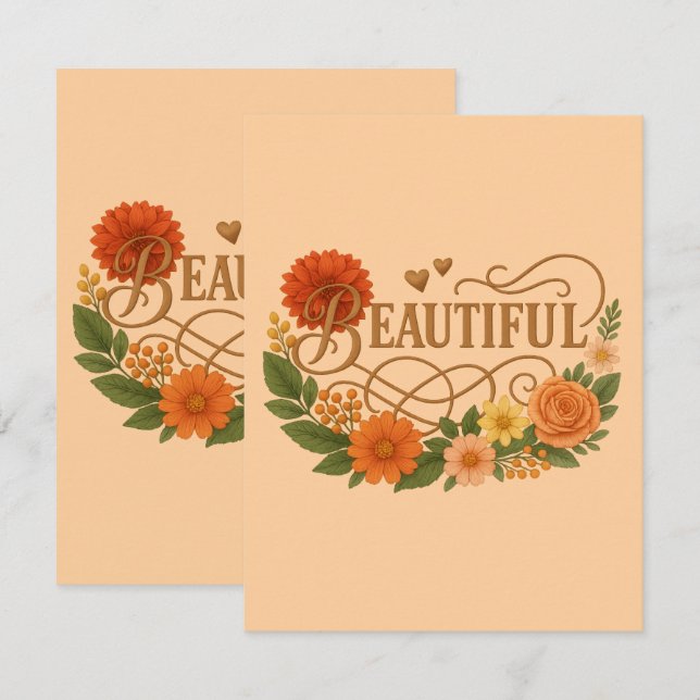 Cartão RSVP Beautiful Floral Response Card | Elegant Gold  (Frente/Verso)