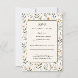 Cartão RSVP Beautiful Neutral Colored Wildflowers Earthy