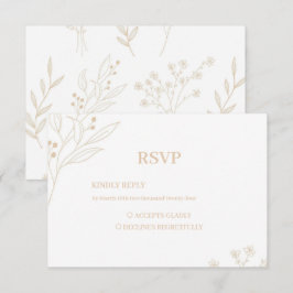 Cartão RSVP Beige Corner Floral Boho Wedding