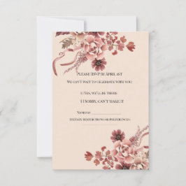 Cartão RSVP Beige de Luz de Aquarela Rustic Autumn Blooms