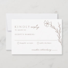 Cartão RSVP Beige Taupe Moderno Neutro Botânico Estencioso