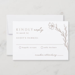 Cartão RSVP Beige Taupe Moderno Neutro Botânico Estencioso
