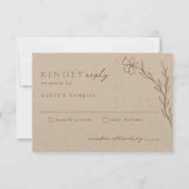 Cartão RSVP Beige Taupe Moderno Neutro Botânico Estencioso