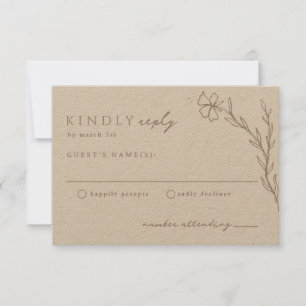 Cartão RSVP Beige Taupe Moderno Neutro Botânico Estencioso